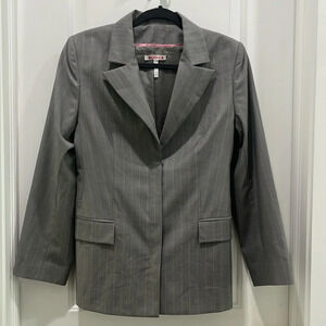 Rodier Gray Pinstripe Tapered Tailored Blazer Sz 44